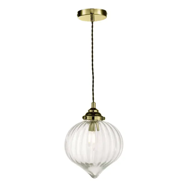 Mya Antique Brass & Glass Pendant