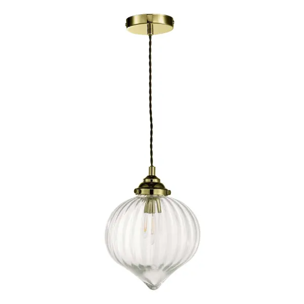Mya Antique Brass & Glass Pendant