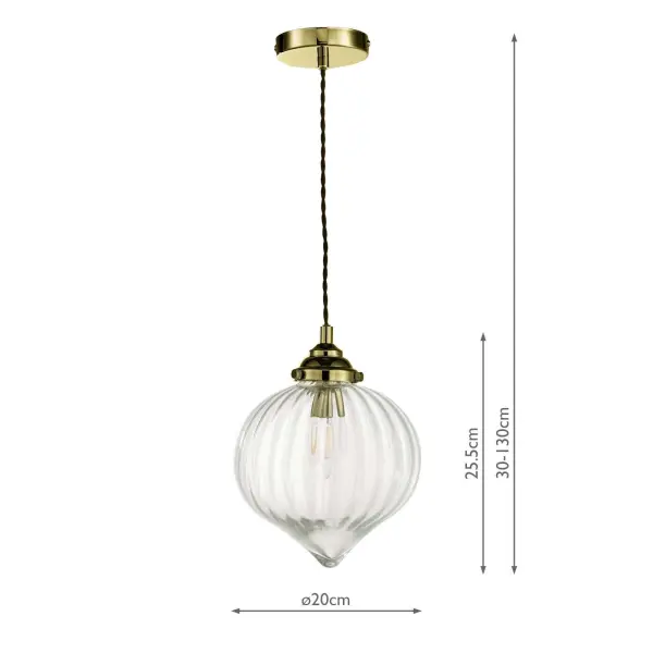 Mya Antique Brass & Glass Pendant