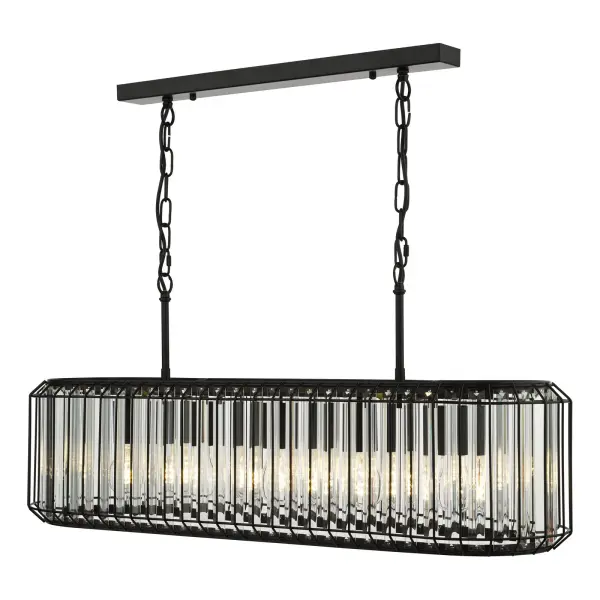 Naeva 5 Light Matt Black & Crystal Bar Pendant