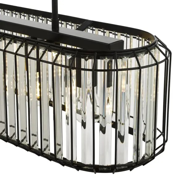 Naeva 5 Light Matt Black & Crystal Bar Pendant