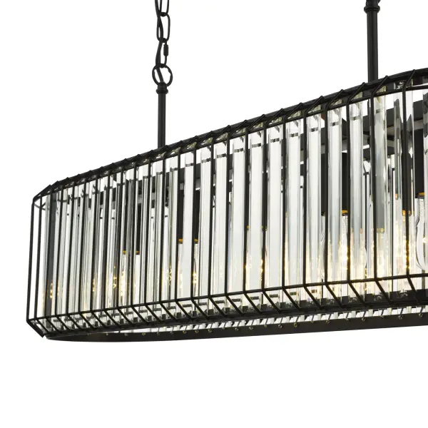 Naeva 5 Light Matt Black & Crystal Bar Pendant