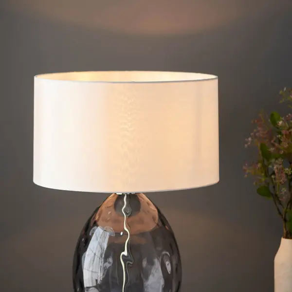 Elin Nickel & Pale Grey Lustre Touch Table Lamp C/W Shade