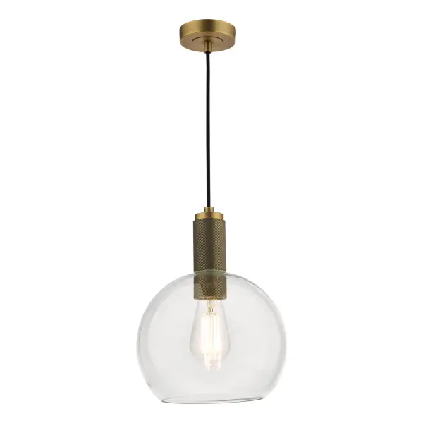 Nikolas Natural Solid Brass Pendant With Clear Glass Shade
