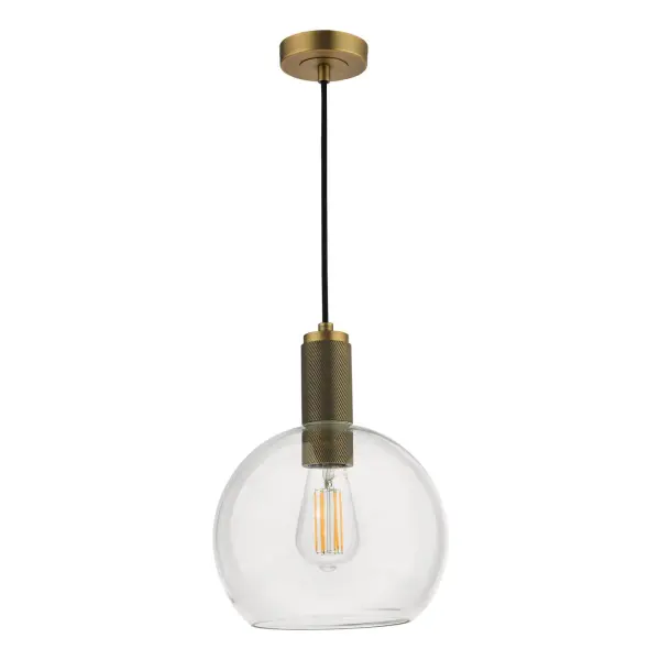 Nikolas Natural Solid Brass Pendant With Clear Glass Shade