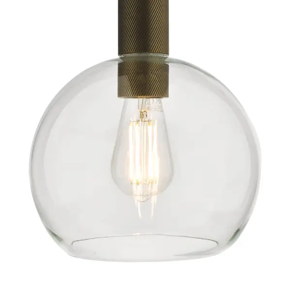 Nikolas Natural Solid Brass Pendant With Clear Glass Shade