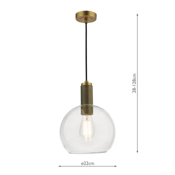 Nikolas Natural Solid Brass Pendant With Clear Glass Shade