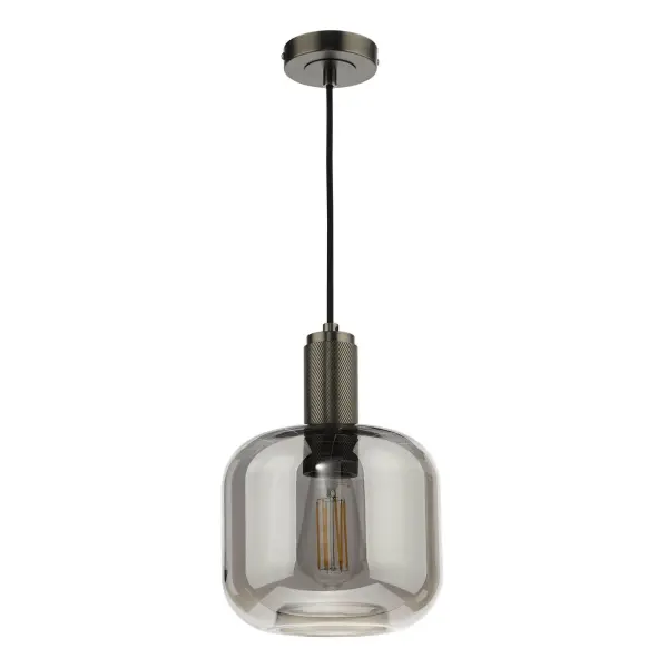 Nikolas Antique Chrome Pendant With Smoked Glass Shade