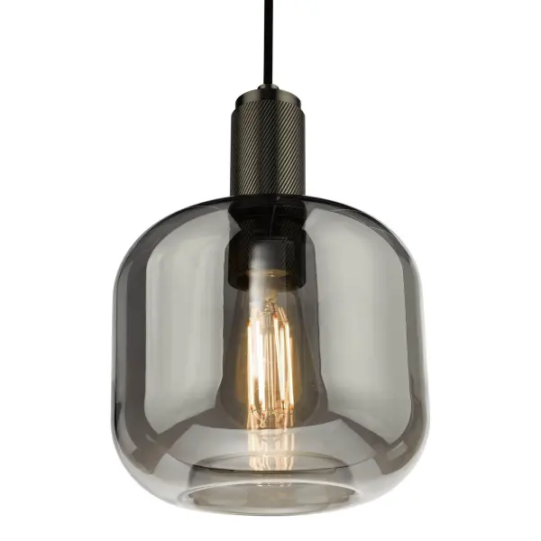 Nikolas Antique Chrome Pendant With Smoked Glass Shade
