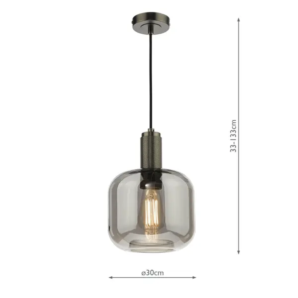 Nikolas Antique Chrome Pendant With Smoked Glass Shade