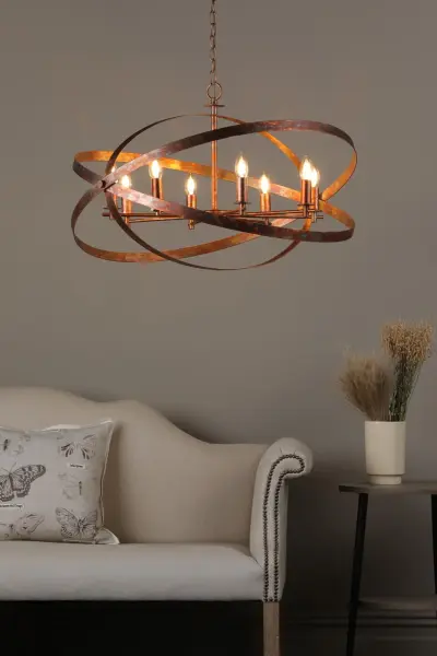 Nitya 8 Light Mottled Copper Pendant