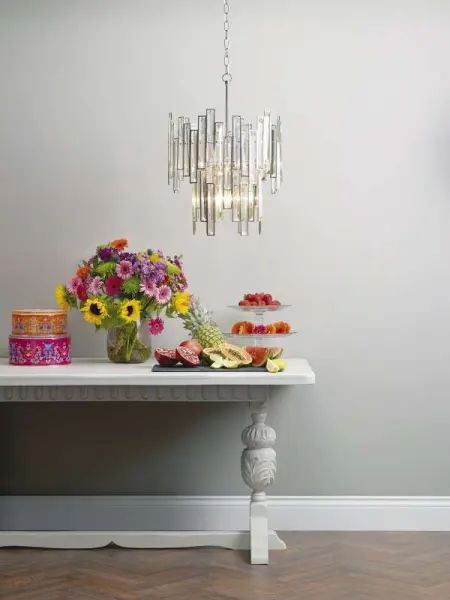 Odile 6 Light Pendant Champagne Crystal Polished Nickel Frame