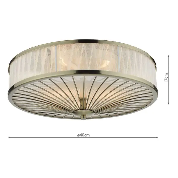 Oslo 3 Light Antique Brass Flush Fitting