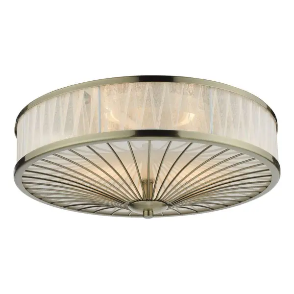 Oslo 3 Light Antique Brass Flush Fitting