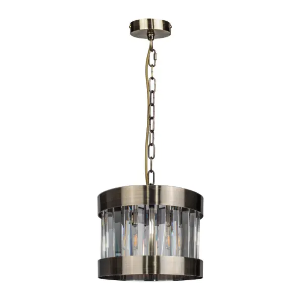 Pandora 1 Light Crystal Pendant Antique Brass