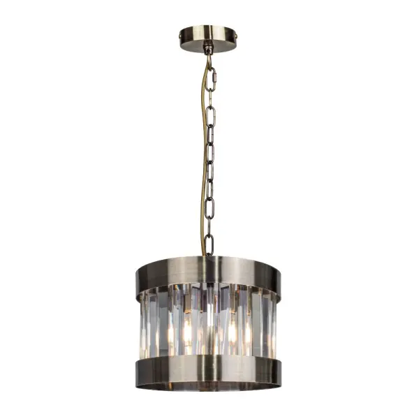 Pandora 1 Light Crystal Pendant Antique Brass