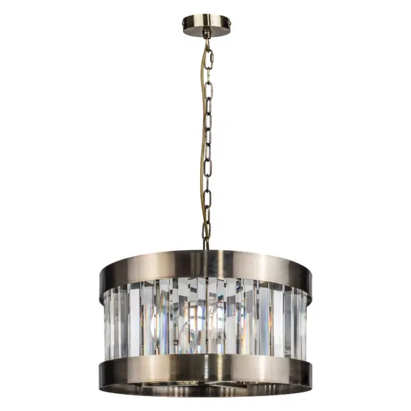 Pandora 3 Light Crystal Pendant Antique Brass