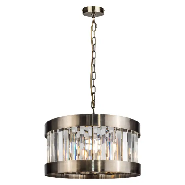 Pandora 3 Light Crystal Pendant Antique Brass