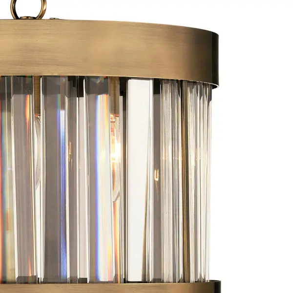 Pandora 1 Light Crystal Pendant Antique Brass