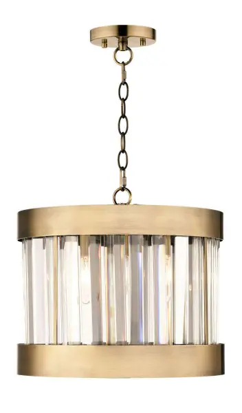Pandora 1 Light Crystal Pendant Antique Brass