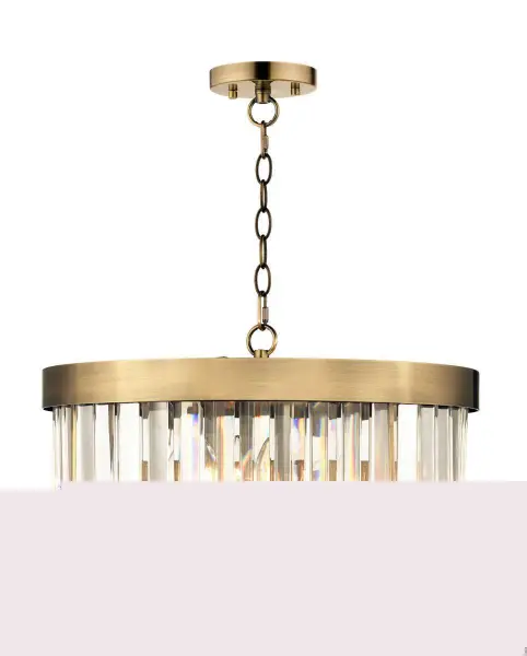 Pandora 3 Light Crystal Pendant Antique Brass