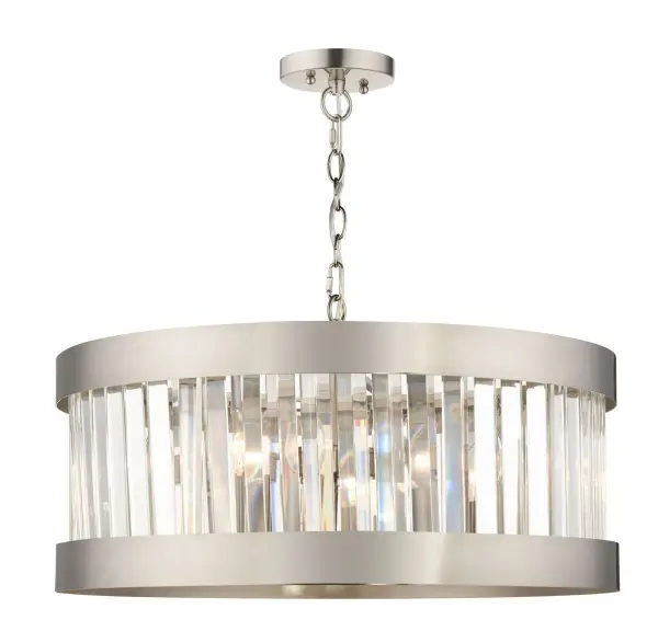 Pandora 5 Light Crystal Pendant Satin Chrome