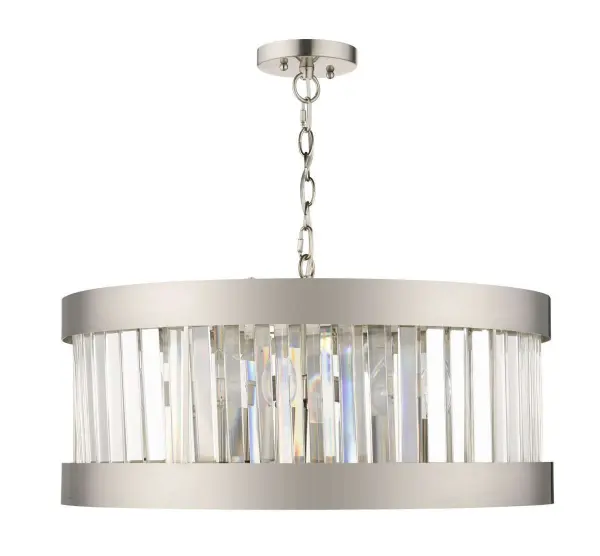Pandora 5 Light Crystal Pendant Satin Chrome