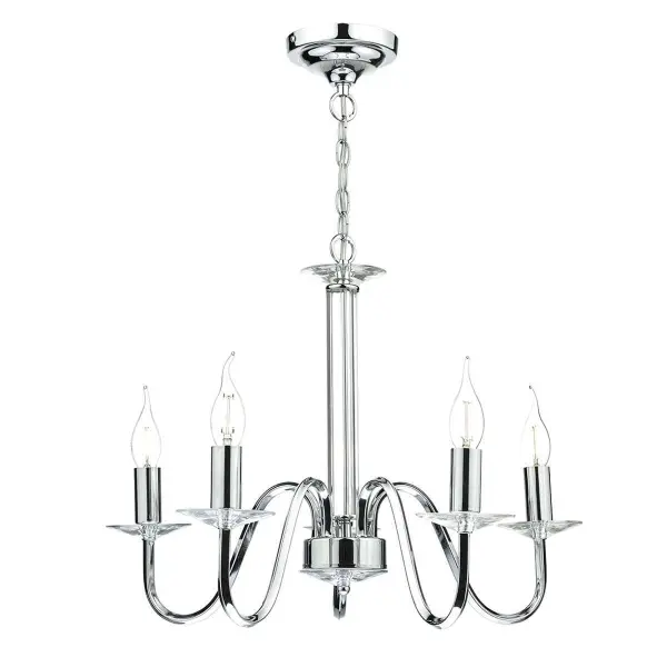 Pique 5 Light Polished Chrome Clear Crystal Detail