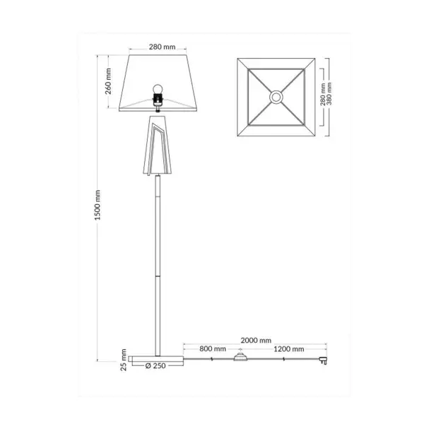 Plaza Polished Chrome Floor Lamp c/w Square Shade