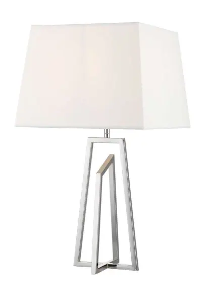 Plaza Polished Chrome Table Lamp c/w Square Shade