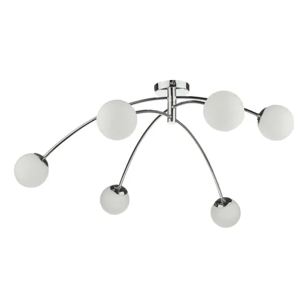 Puglia 6 Light Semi Flush in Polished Chrome with Opal Shades