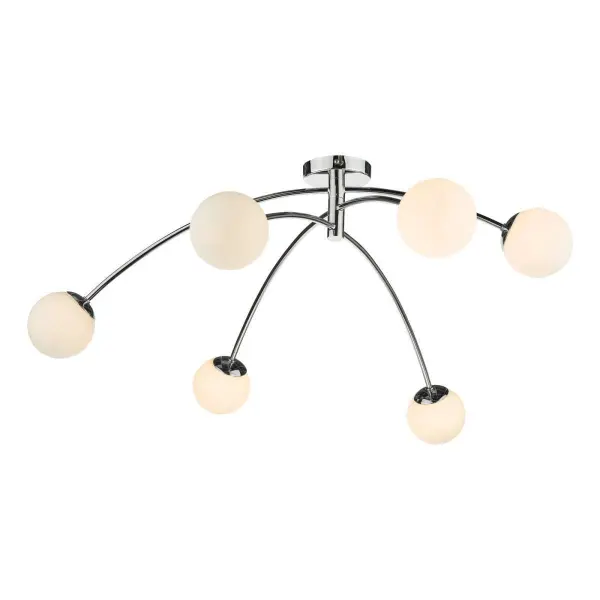 Puglia 6 Light Semi Flush in Polished Chrome with Opal Shades