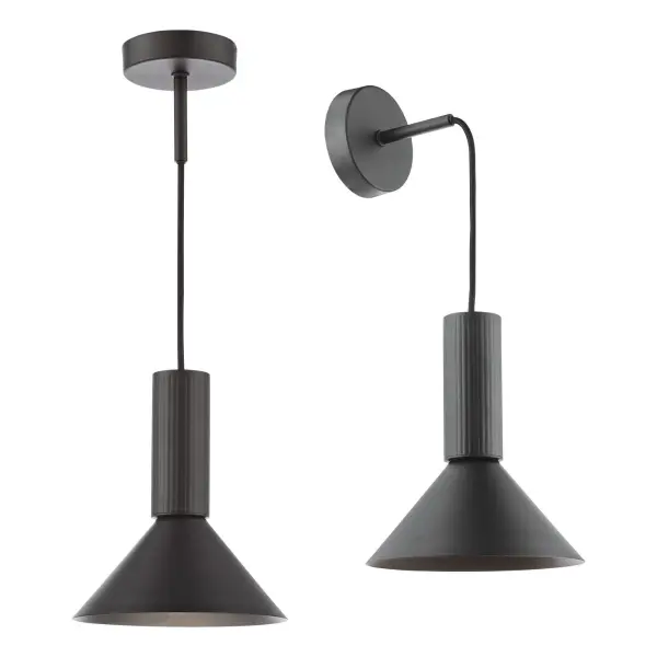 Ragnar Satin Black Pendant/Wall Light