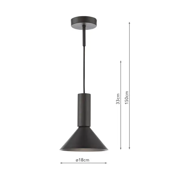 Ragnar Satin Black Pendant/Wall Light