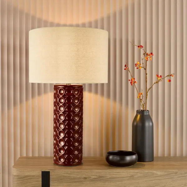 Raja Red Table Lamp C/W Shade