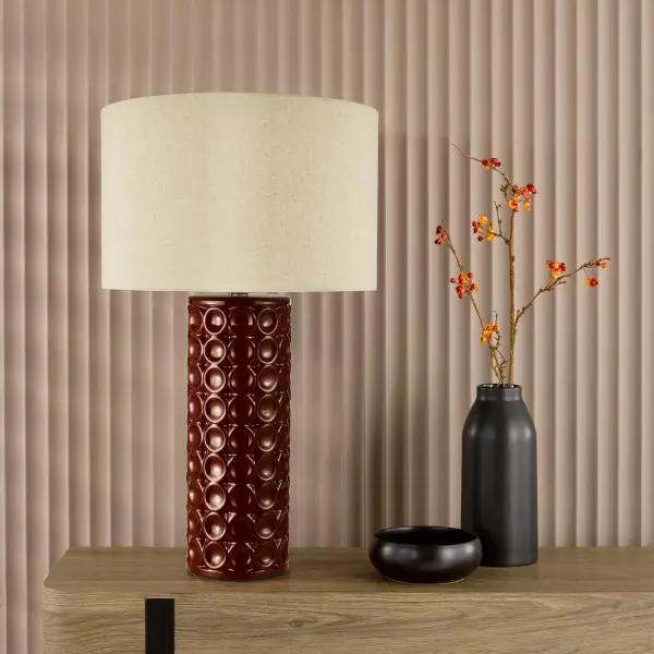 Raja Red Table Lamp C/W Shade