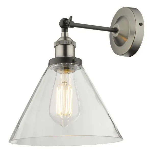 Ray 1 Light Wall Bracket Antique Nickel with Clear Glass