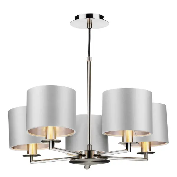 Rex 5 Light Pendant in Satin Nickel (Shade Colour Options)