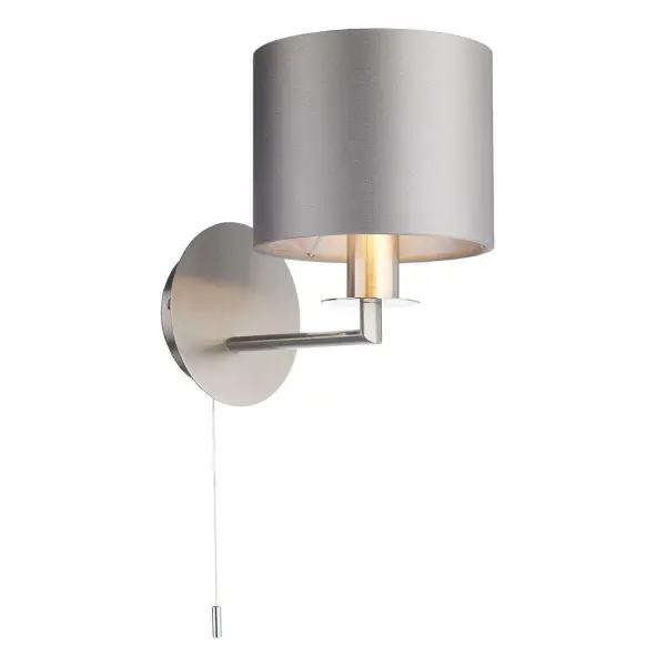 Rex Single Wall Light Satin Nickel (Shade Colour Options)