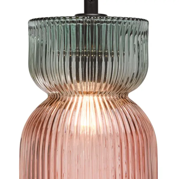 Rhubarb Pink & Green Single Pendant