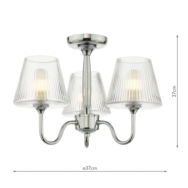 Rimaz 3 Light Polished Chrome Semi Flush IP44