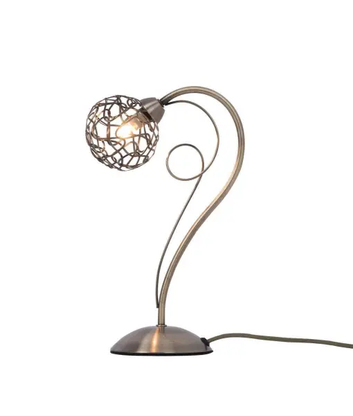 Ronda 1 Light Antique Brass Table Lamp with Mesh Ball Shade