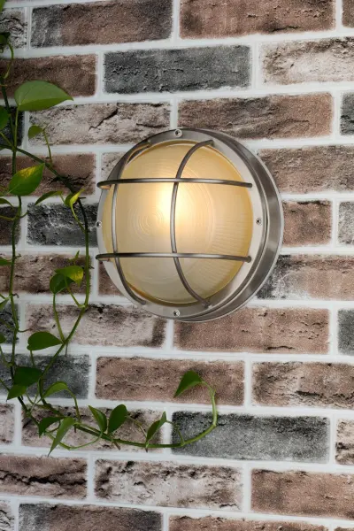 Salcombe Large Round Steel Wall Light IP44