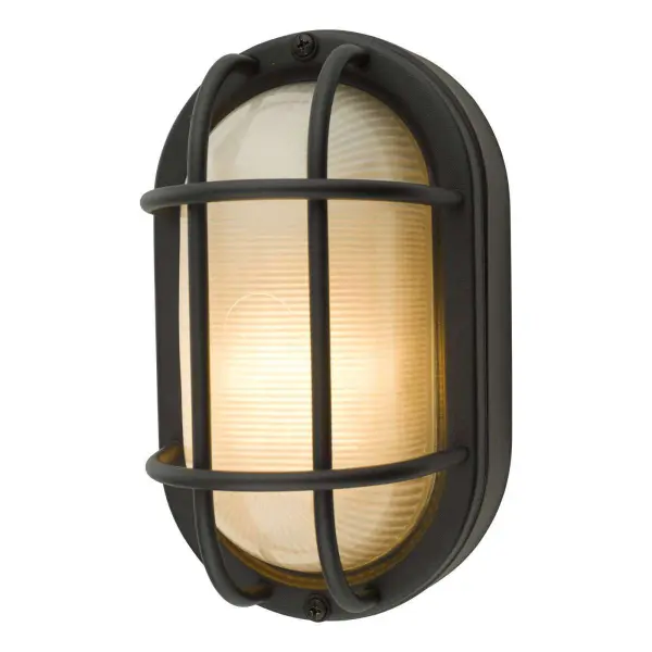 Salcombe Black Oval Outdoor Wall Light IP44