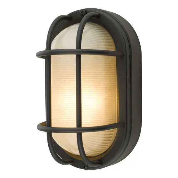 Salcombe Black Oval Outdoor Wall Light IP44