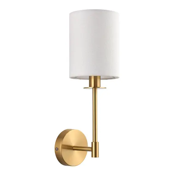 Sancerre Satin Brass Wall Light C/W White Shade