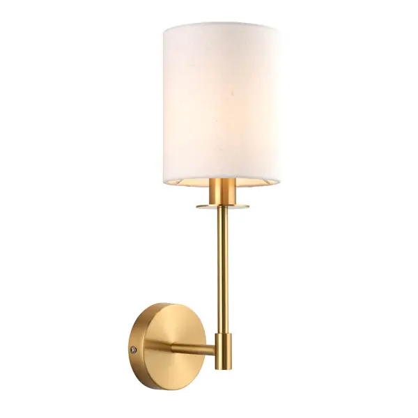 Sancerre Satin Brass Wall Light C/W White Shade