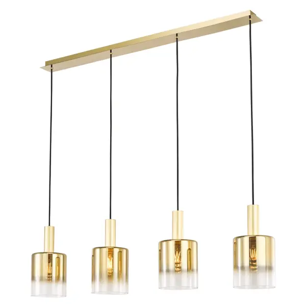 Savannah 4 Light Satin Gold & Ombre Glass Bar Pendant