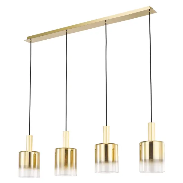 Savannah 4 Light Satin Gold & Ombre Glass Bar Pendant