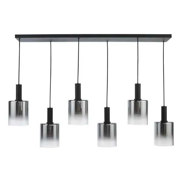 Savannah 6 Light Bar Pendant in Matt Black & Smoked Glass Finish